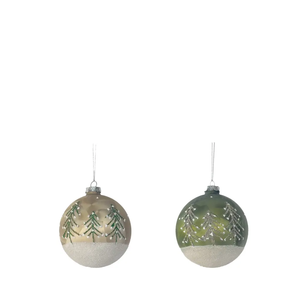 Ornament ball green brown - 4"