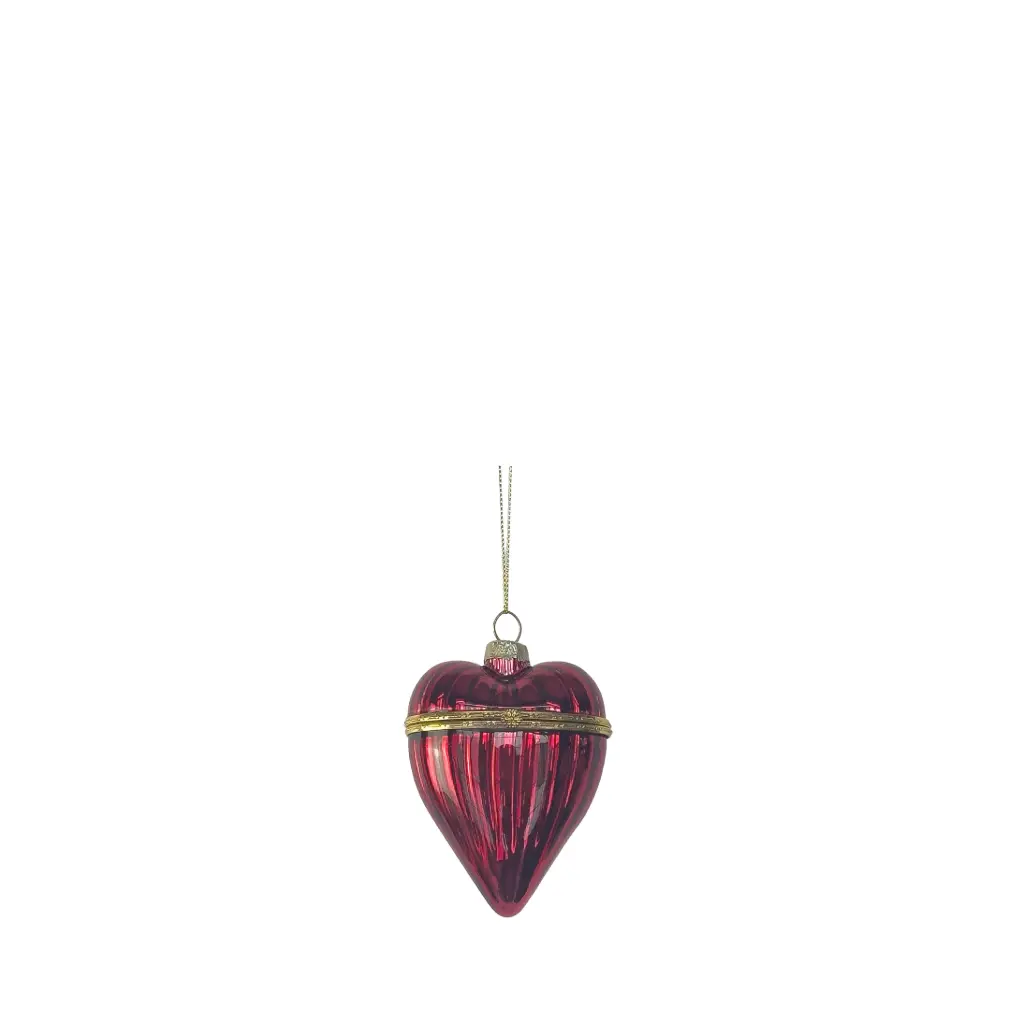 Ornament heart burgundy - 2.75x3.5"