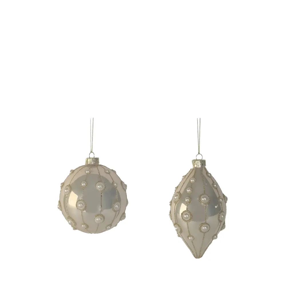 Ornament drop, ball white - 4"