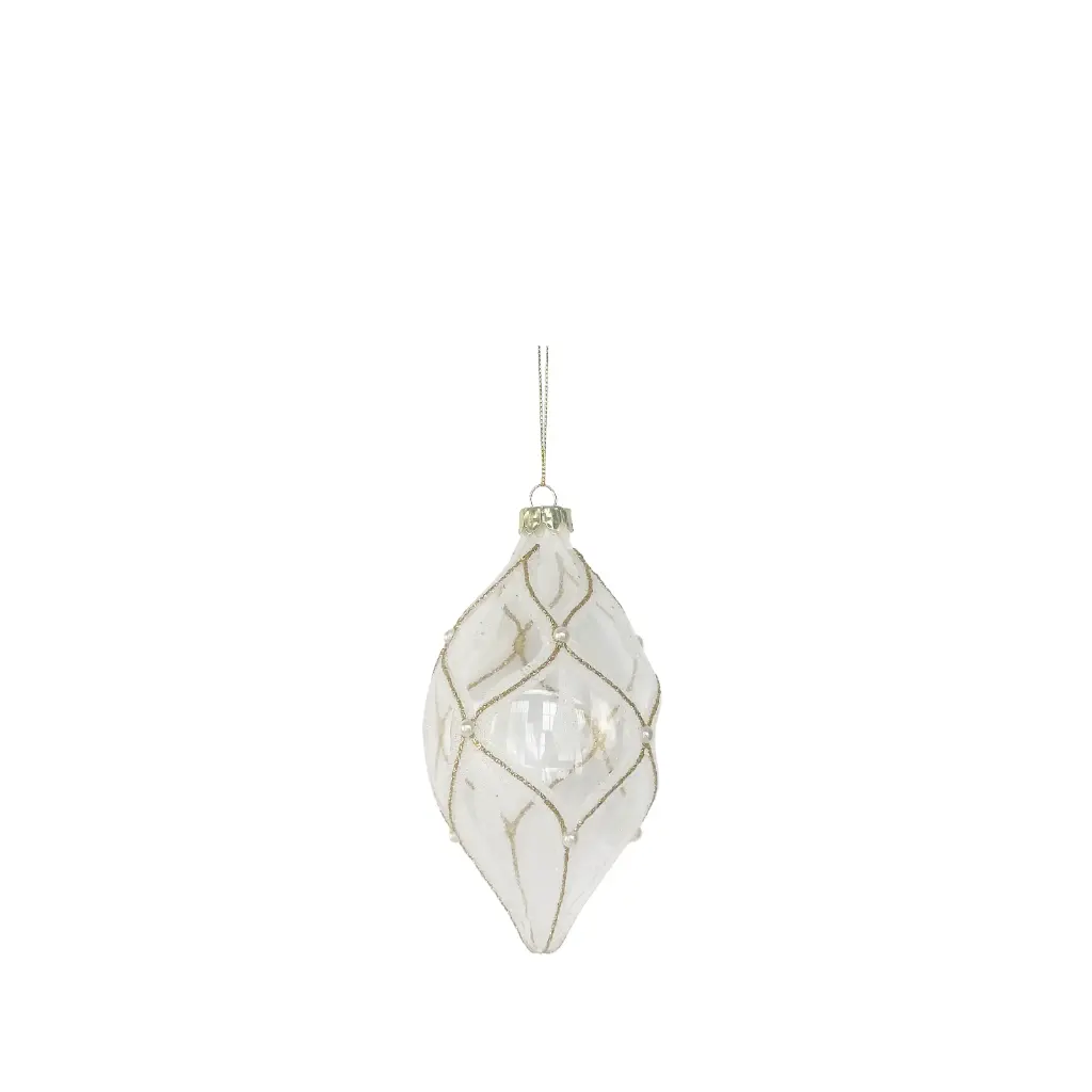 Ornament drop white - 4"