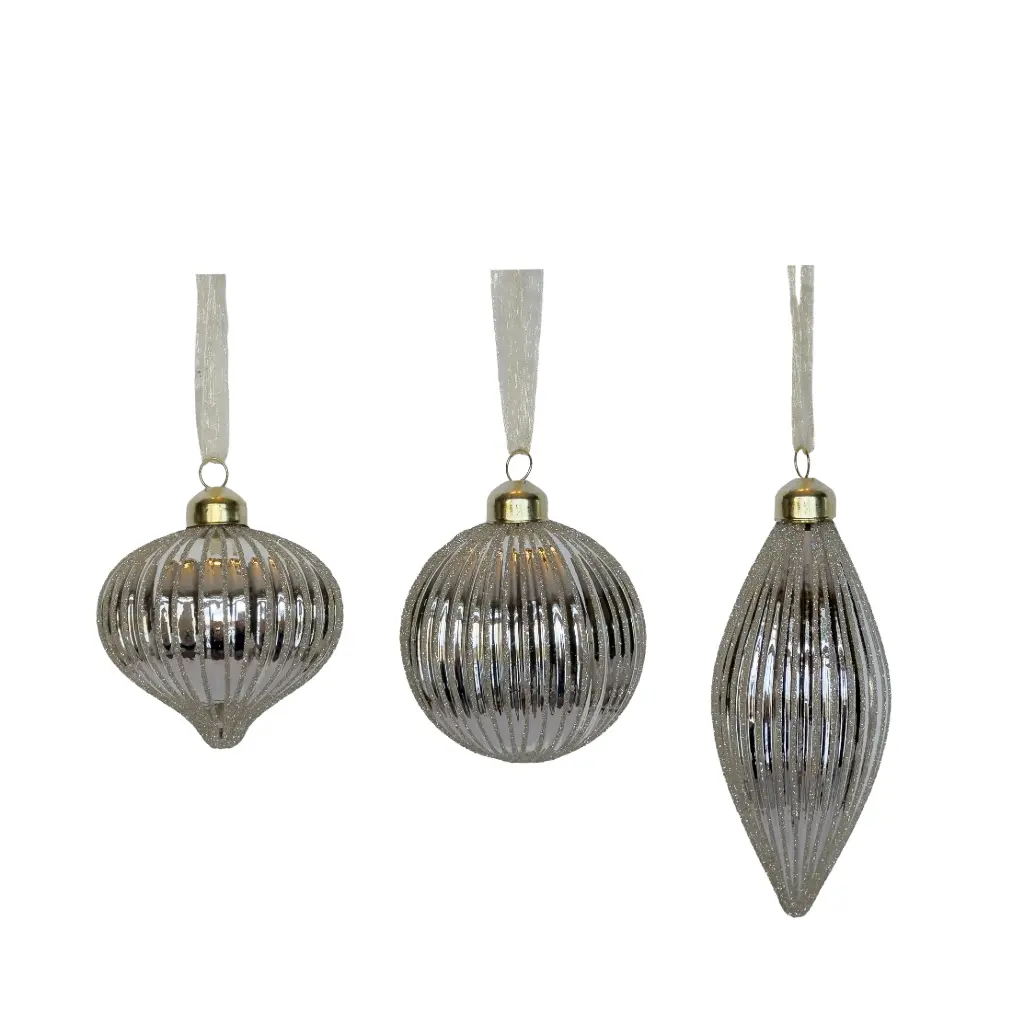 Ornament assortment silver - 3.25"