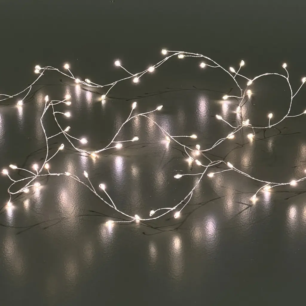 Snake light string, 400L warm white, silver, timer, connectable - 33'