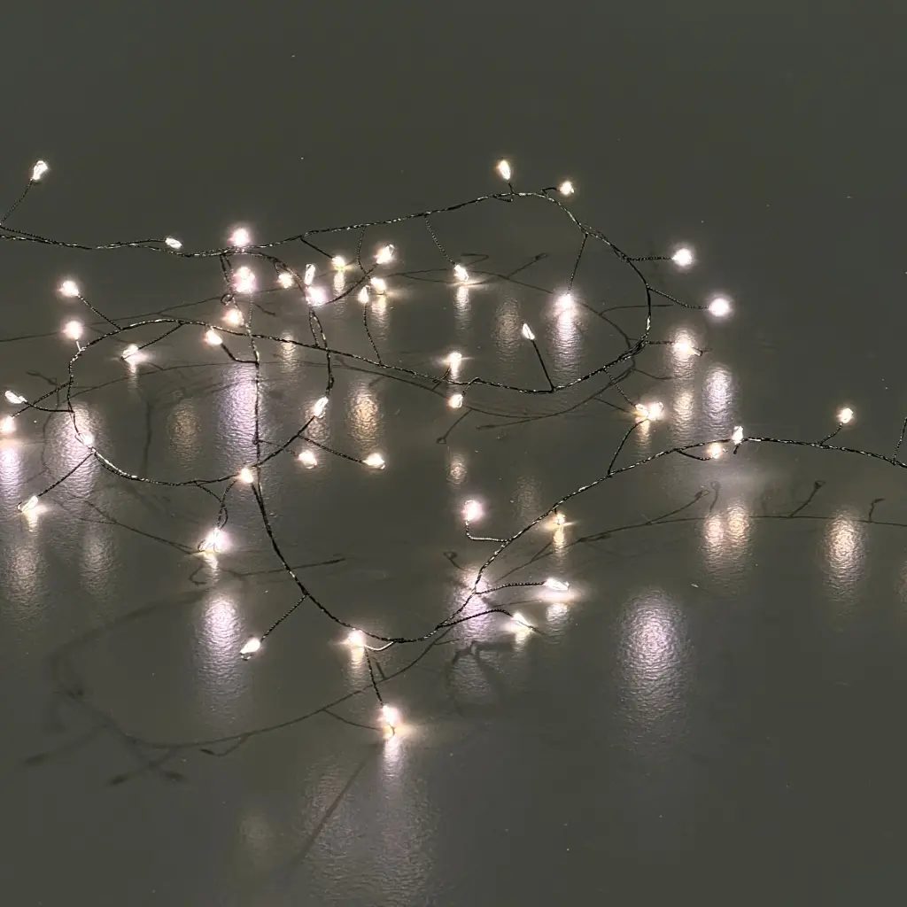 Snake light string, 400L warm white, green, timer, connectable - 33'