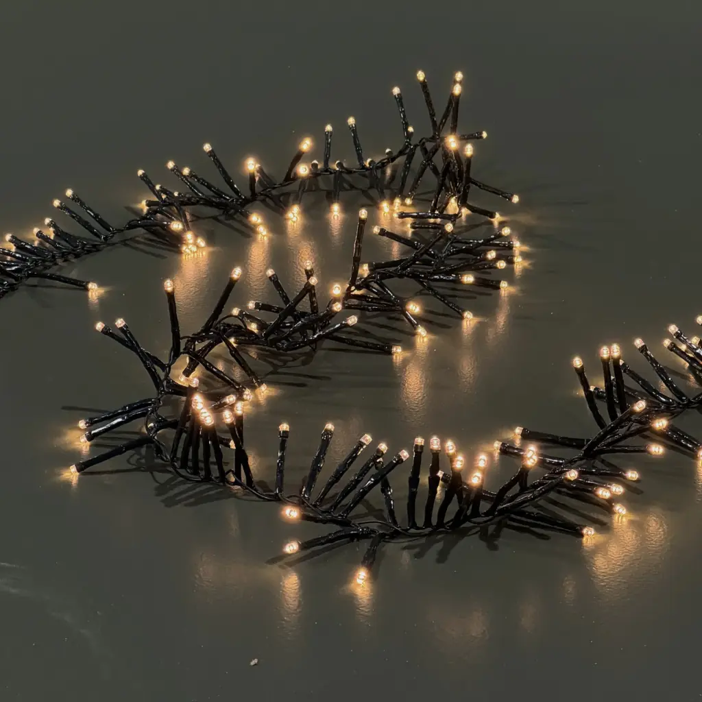 Cluster coated light string, 1512L warm white, timer, 8 function - 32'