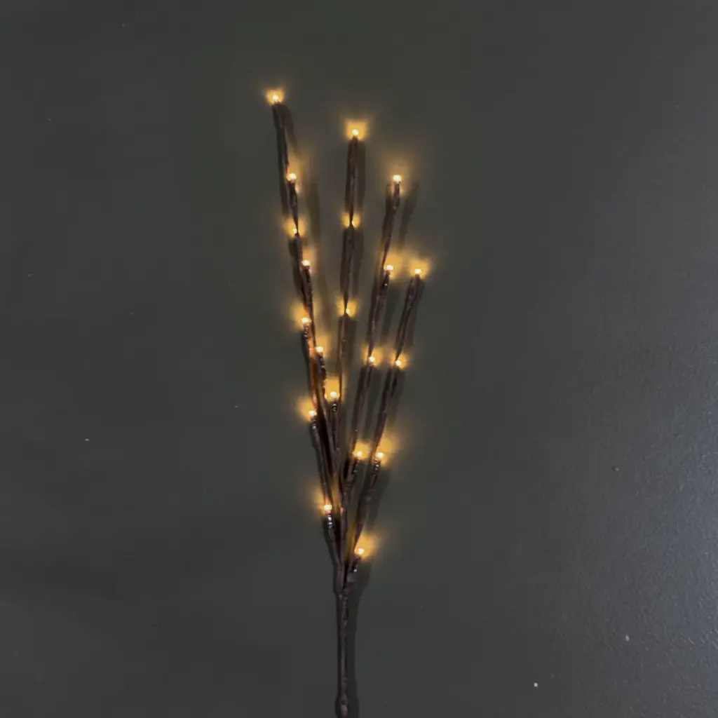 Branch light, 20L warm white, brown, AA batteries, timer - 2.5'