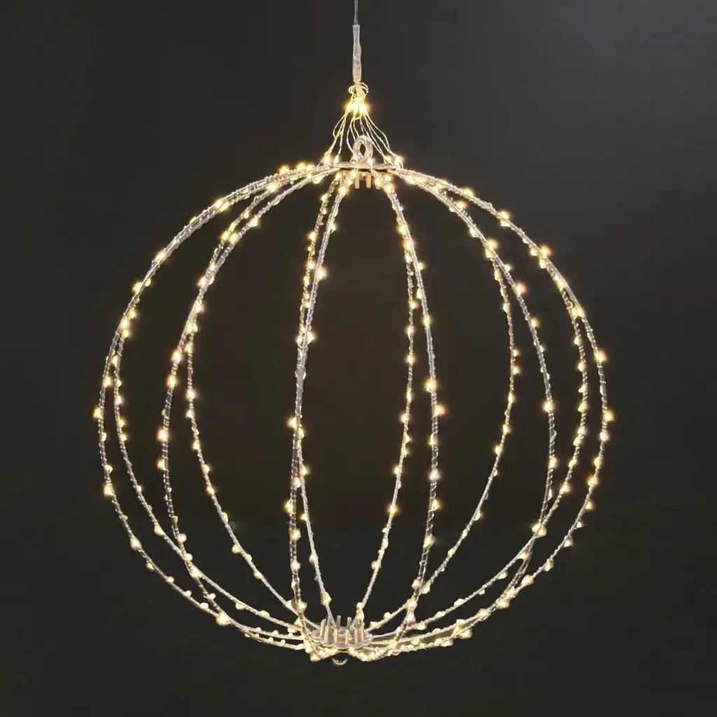 Orb light, 360L warm white, silver, timer, optional twinkle - 16"