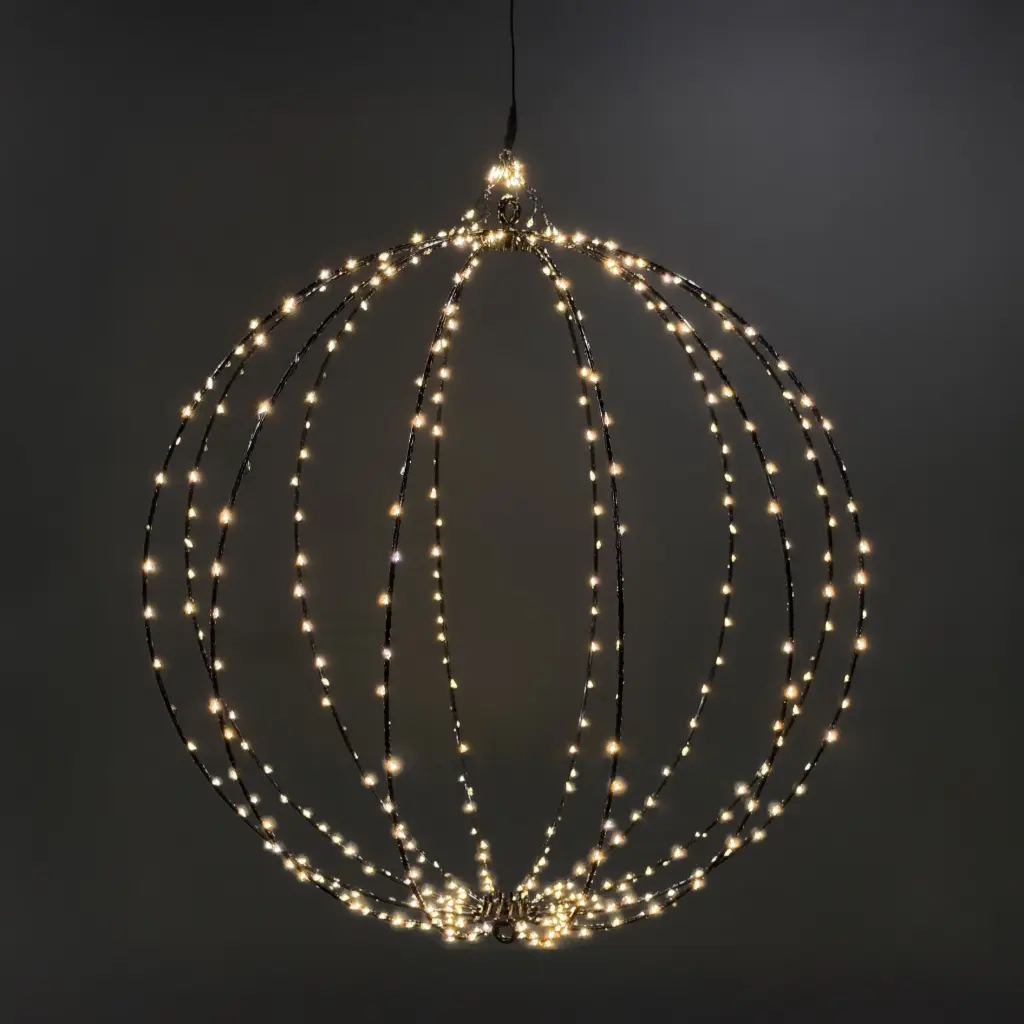 Orb light, 540L warm white, black, timer, optional twinkle - 24"