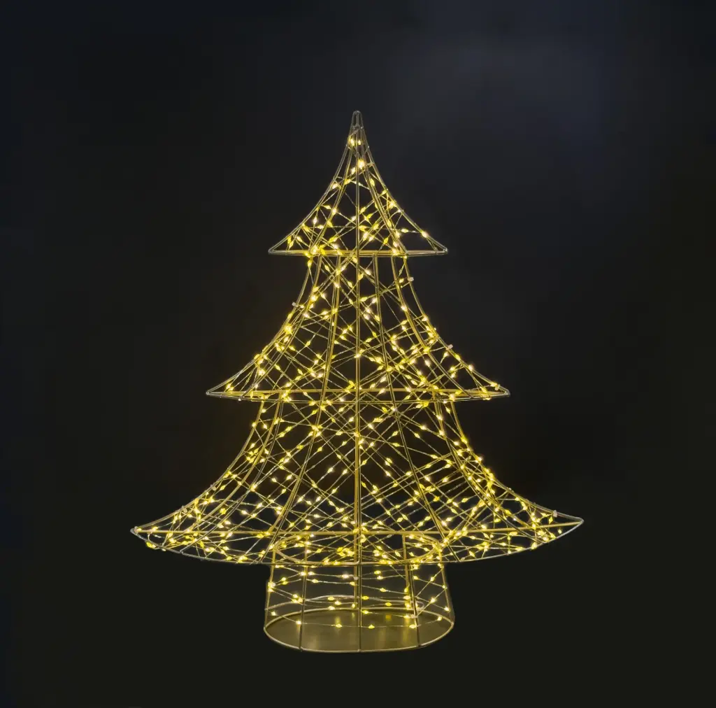 Tree light, 400L warm white, gold, timer, optional twinkle - 15.75x4.25x17.75"
