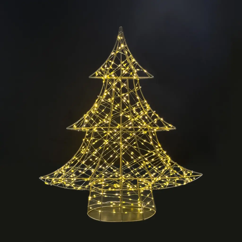 Tree light, 640L warm white, gold, timer, optional twinkle - 22x6.25x25"