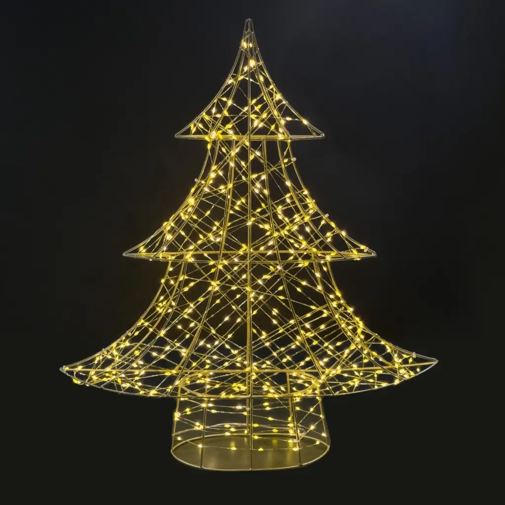 Tree light, 960L warm white, gold, timer, optional twinkle - 31.25x8.75x35.5"