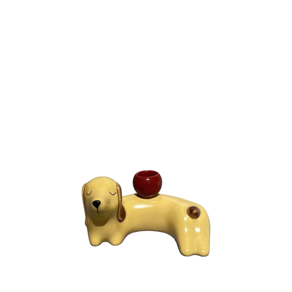 Coco dog candleholder red - 6x3.75x3.25"