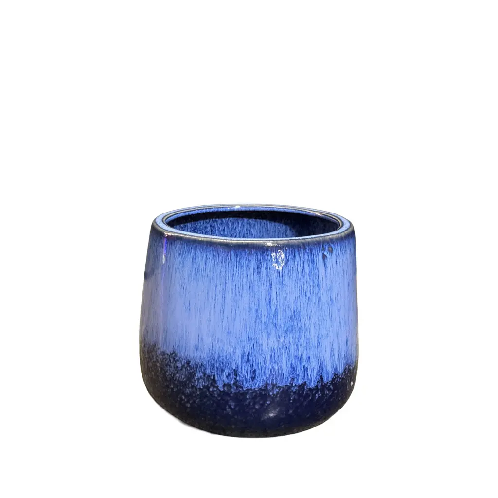 Clara pot round blue - 7.25x6.25"