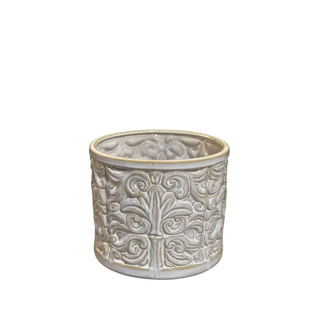 Colette pot round white - 7.25x6.25"