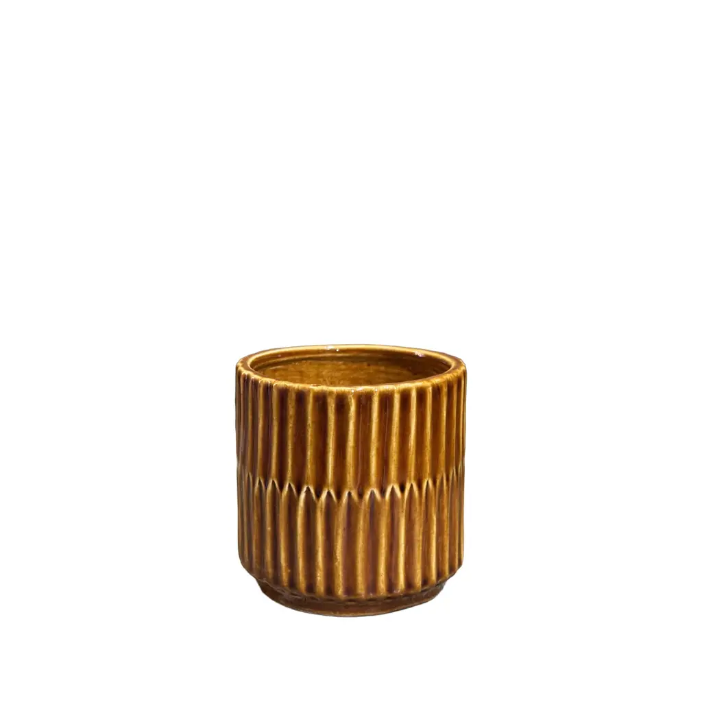 Aspen pot round brown - 4.25x4.25"