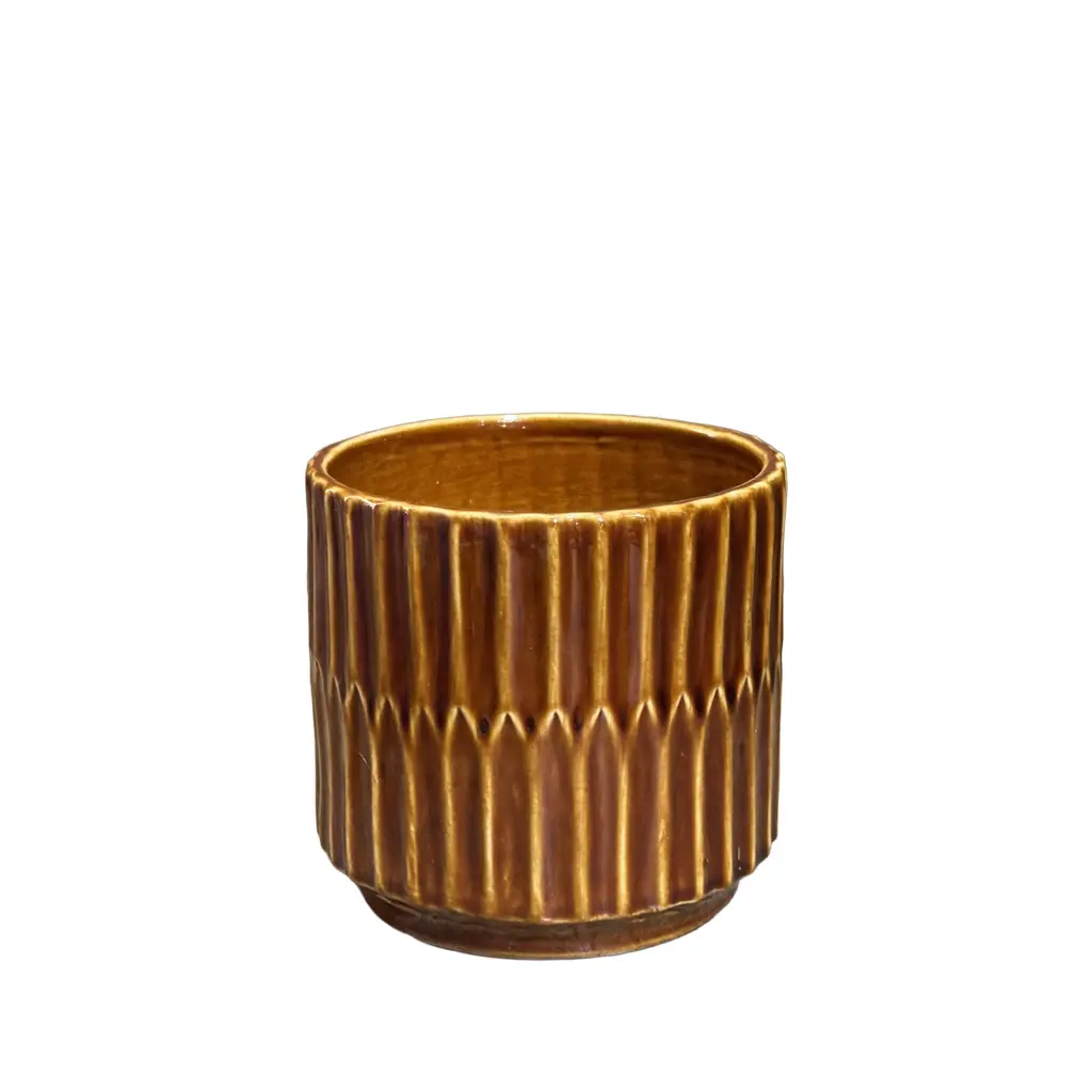 Aspen pot round brown - 7x6.5"
