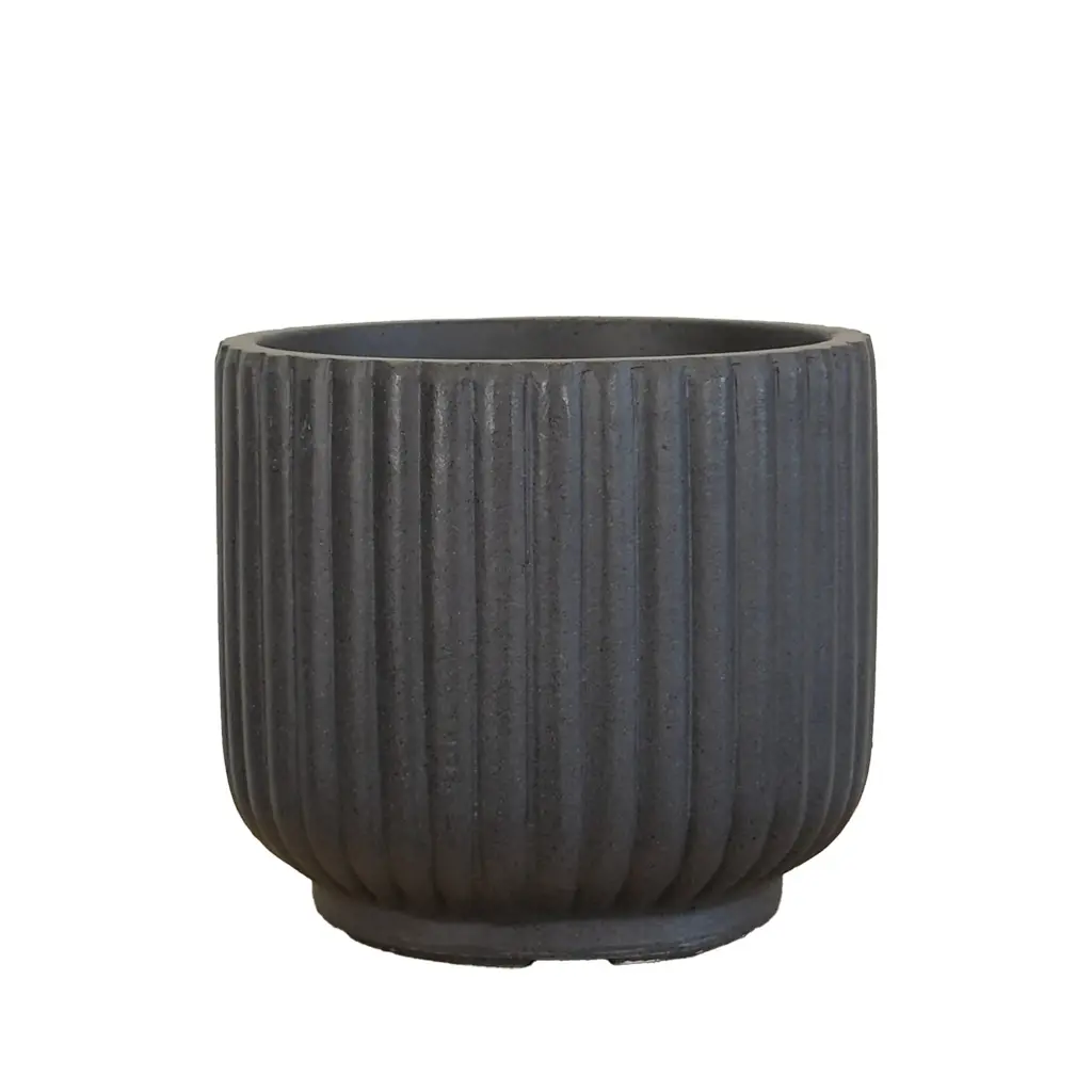 Bode pot round dark grey - 11x9.75"