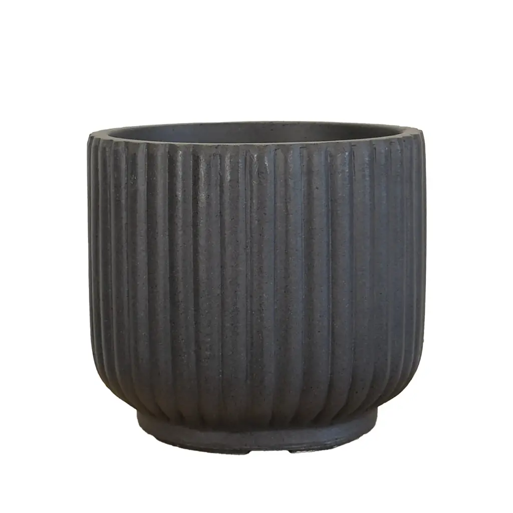 Bode pot round dark grey - 13.75x11.75"
