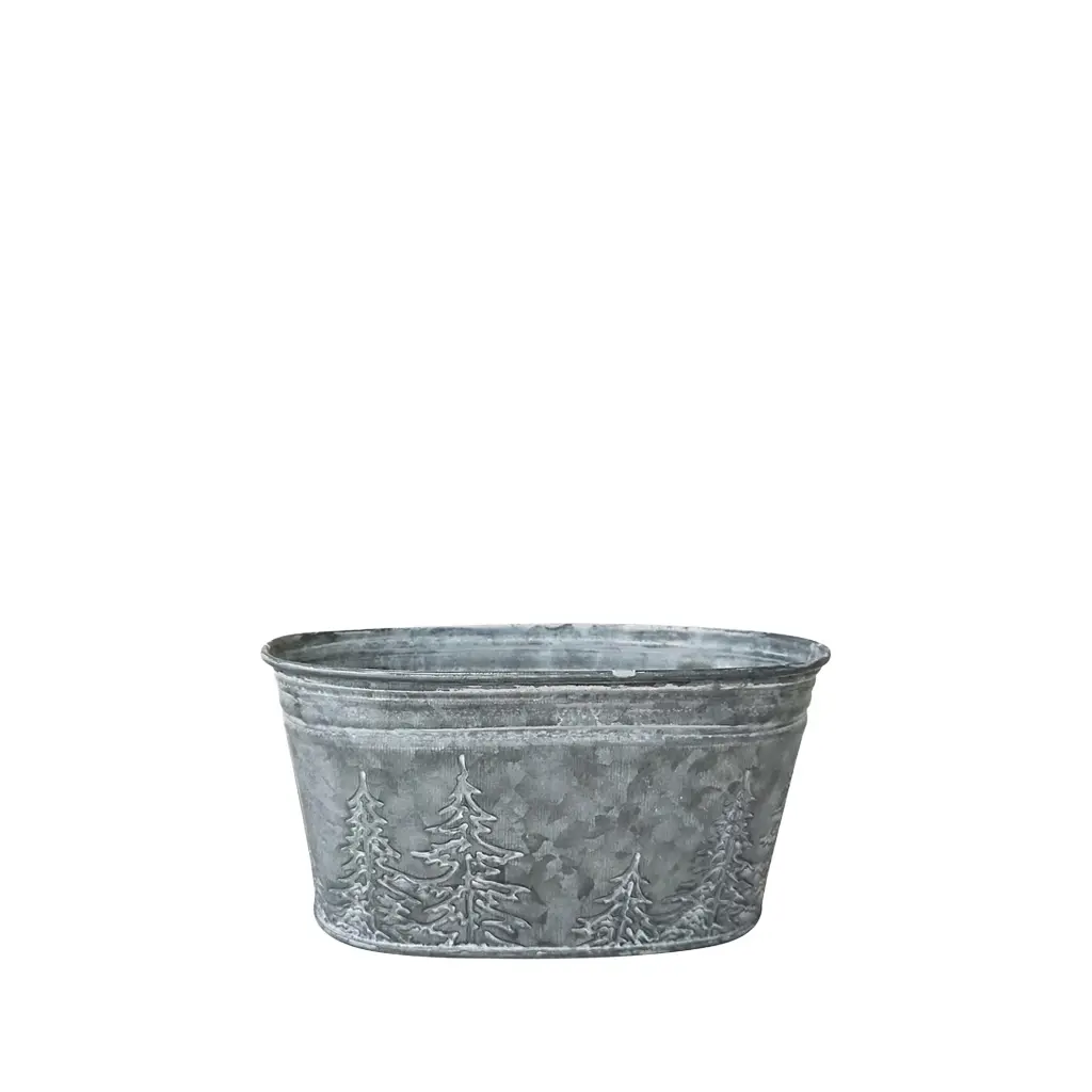 Forest pot with liner oval grey - 8.75x4x3.5"