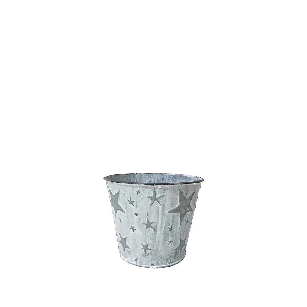 Starry pot with liner round grey - 5x4.5"