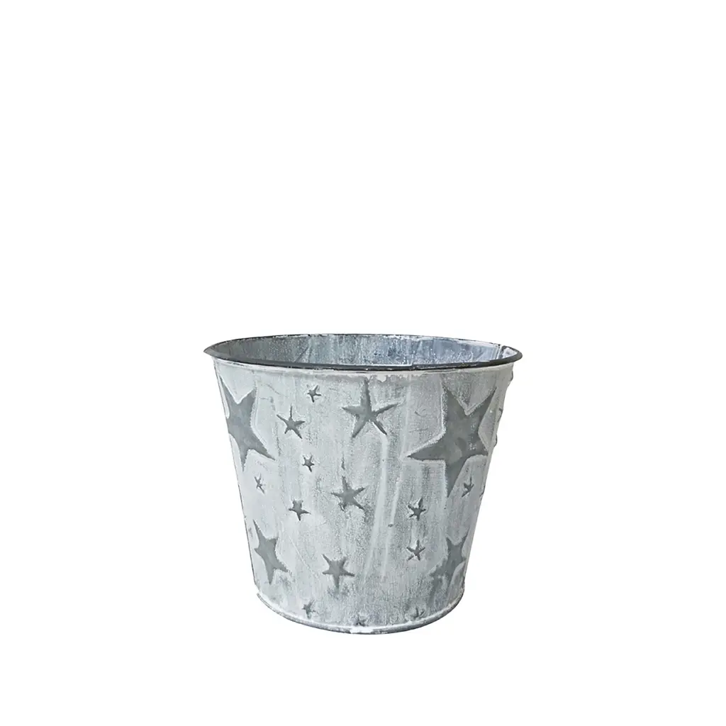Starry pot with liner round grey - 6.25x5"