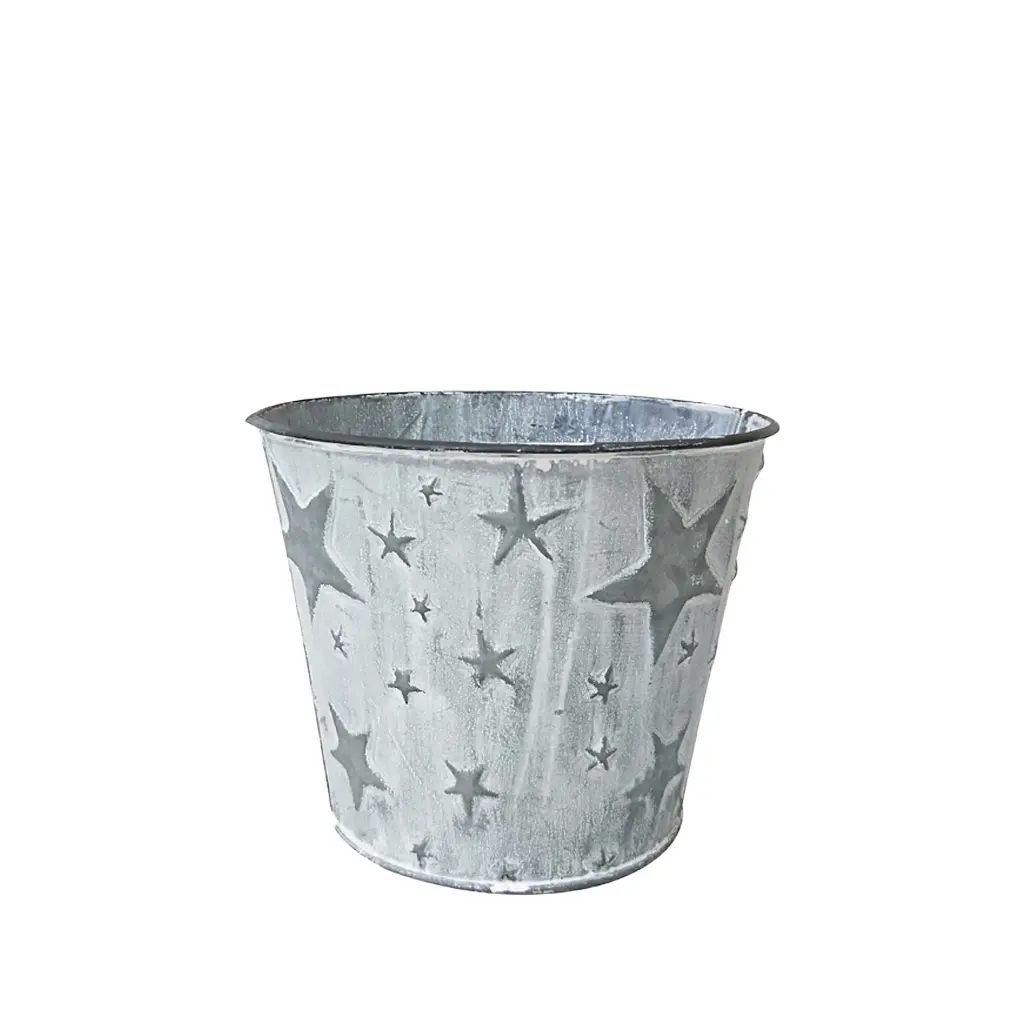 Starry pot with liner round grey - 8.75x7.5"