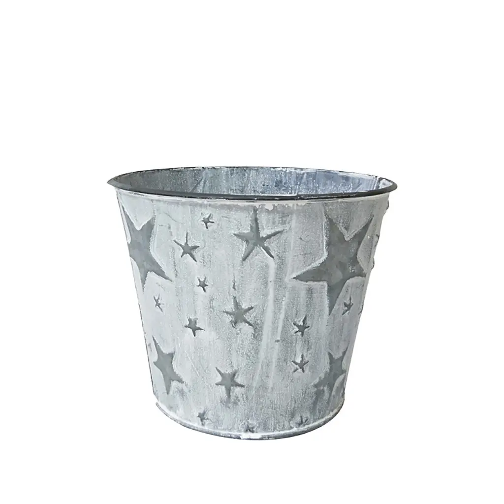 Starry pot with liner round grey - 11x9.75"