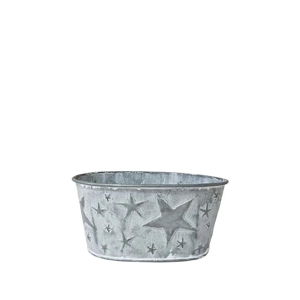 Starry pot with liner oval  grey - 8.75x4x3.5"