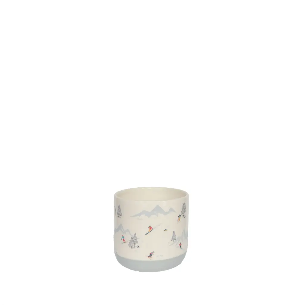 Cheer pot round white grey - 4.5x4.25"