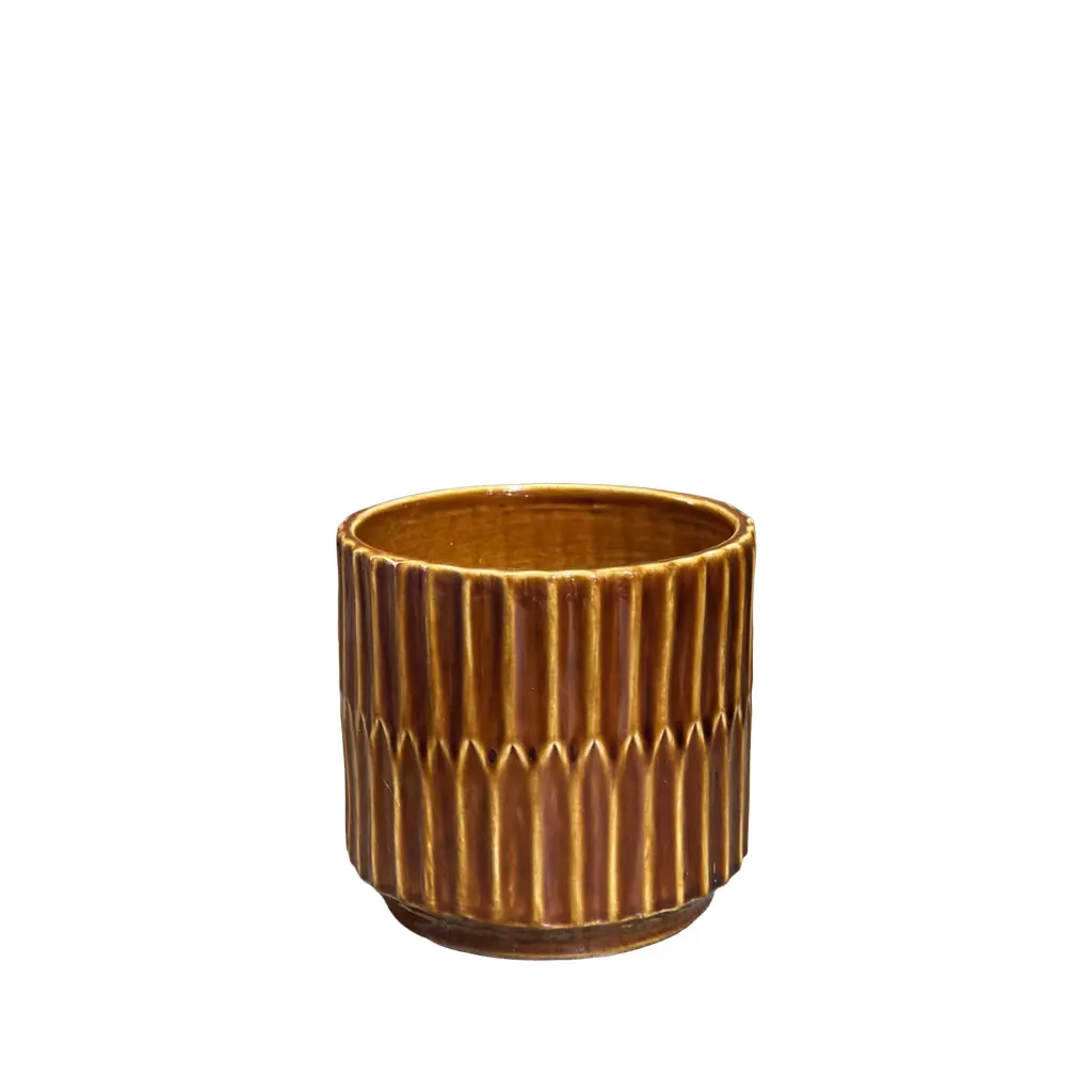 Aspen pot round brown - 5.5x5.25"