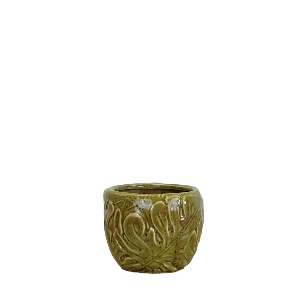 Monstera pot round green - 4x3.25"