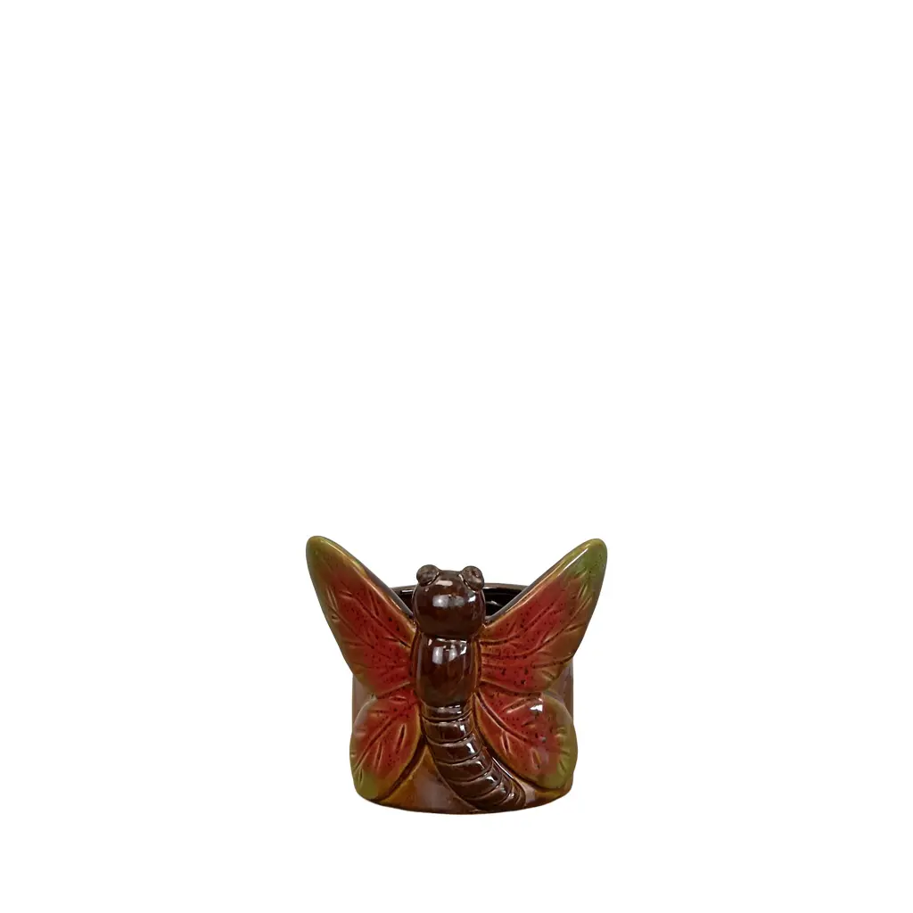 Eden butterfly pot red - 4.25x4.25x5"