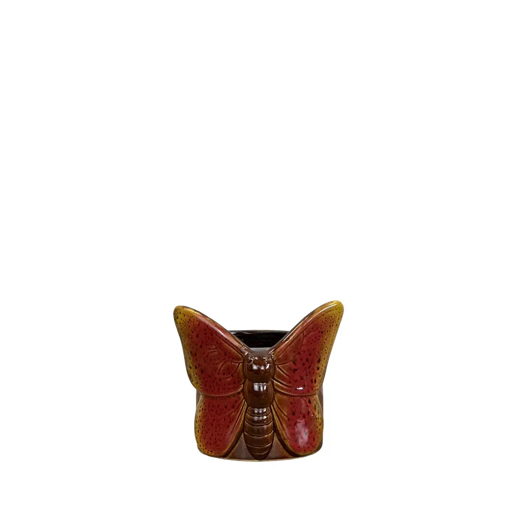 Eden butterfly pot red - 4.25x4.25x5"