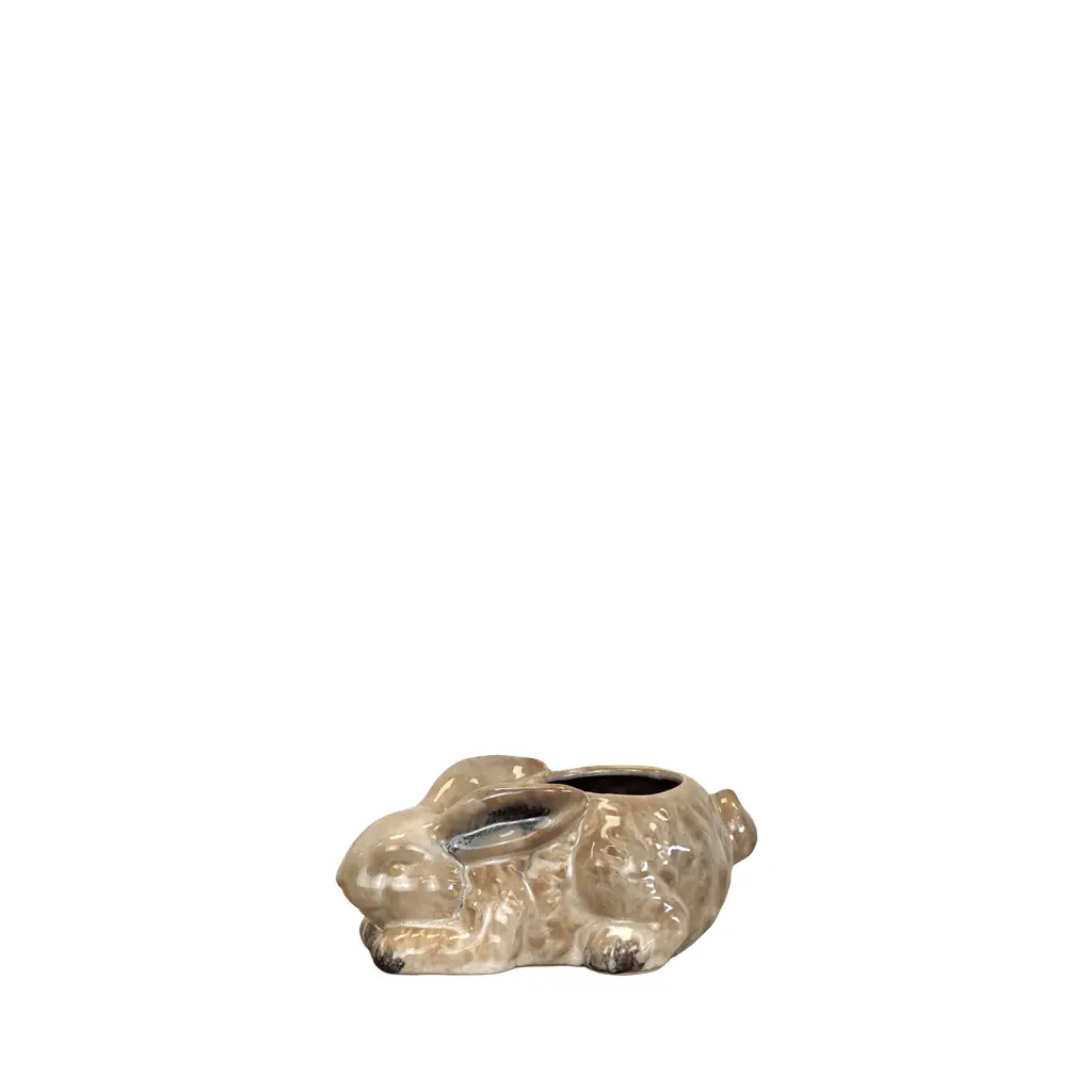 Eden rabbit pot round white - 7.5x4.75x3.75"