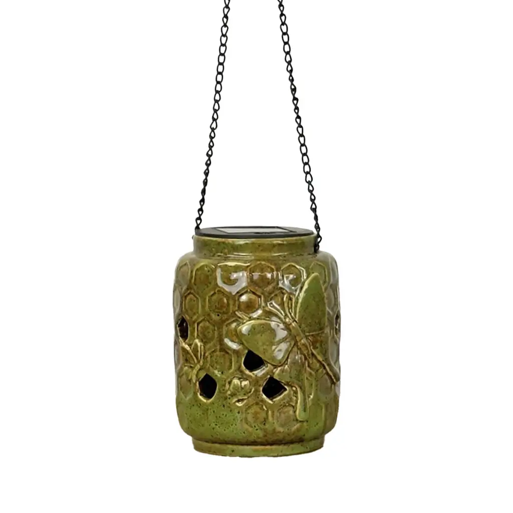 Eden solar lantern green - 5.25x4x4.25"