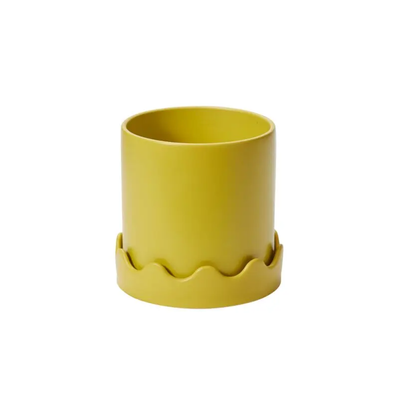 Pissaro Pot with Saucer 7.5"x 7.25" Yellow