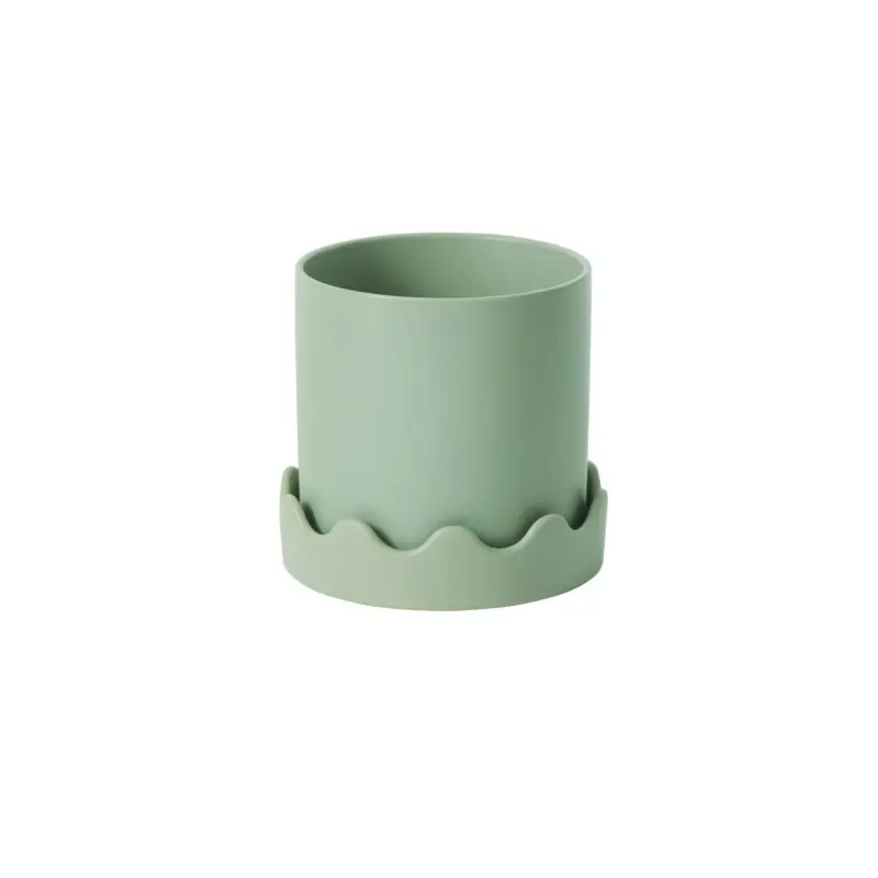 Pissaro Pot with Saucer 7.5"x 7.25" Light-Blue