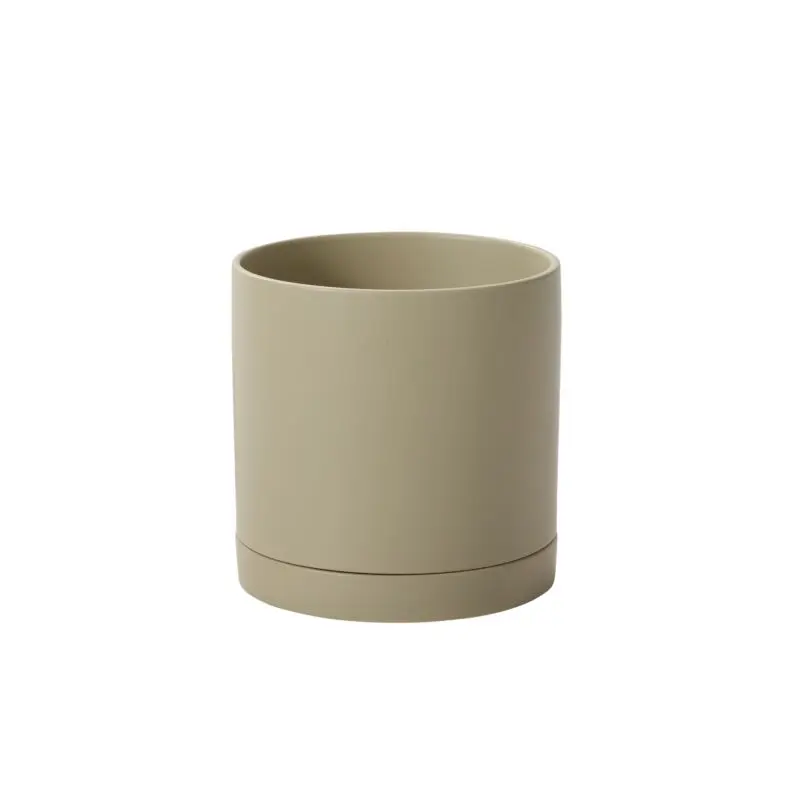 Romey Neutral Pot with Saucer 10"x 10" Light-Green