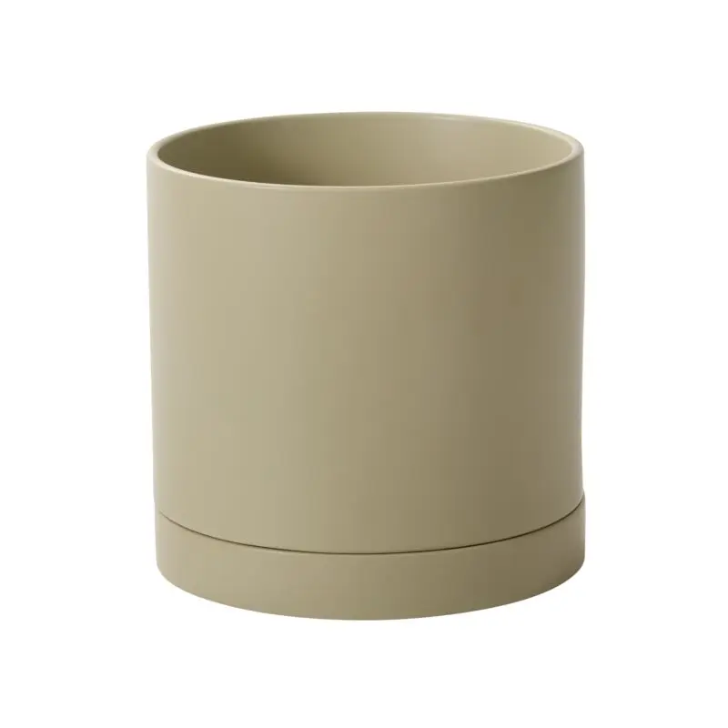 Romey Neutral Pot with Saucer 12"x 12" Light-Green