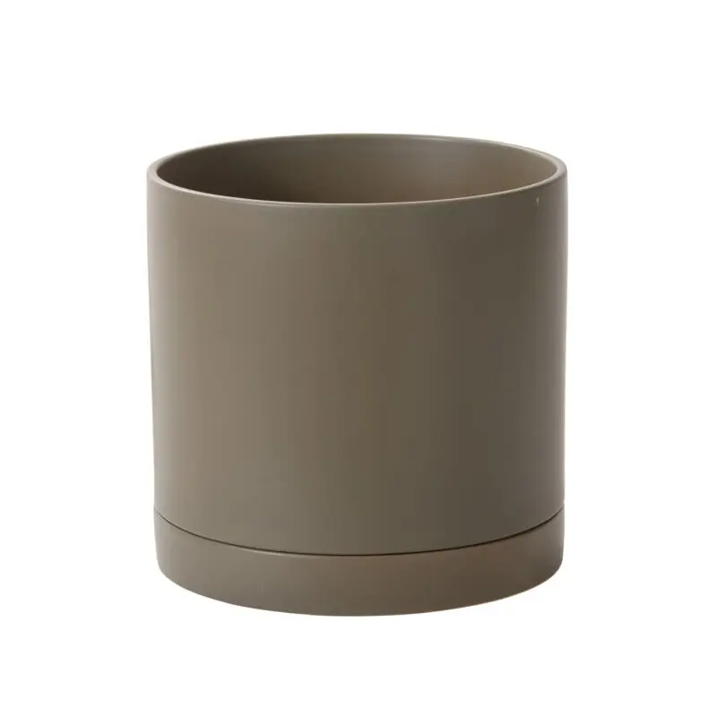 Romey Neutral Pot with Saucer 12"x 12" Moss