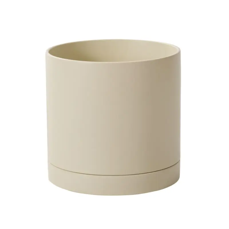 Romey Neutral Pot with Saucer 12"x 12" Tan