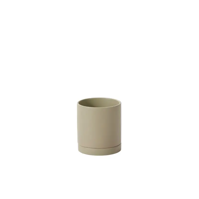 Romey Neutral Pot with Saucer 5"x 5.75" Light-Green