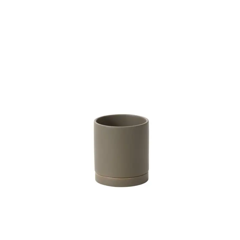 Romey Neutral Pot with Saucer 5"x 5.75" Moss