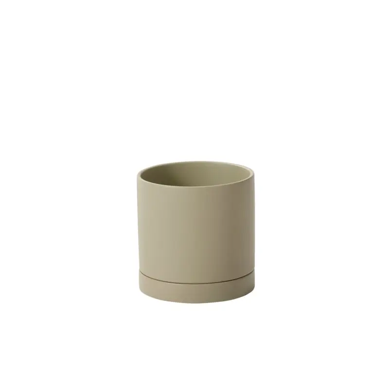 Romey Neutral Pot with Saucer 7"x 7" Light-Green
