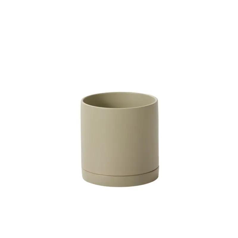 Romey Neutral Pot with Saucer 8"x 8" Light-Green