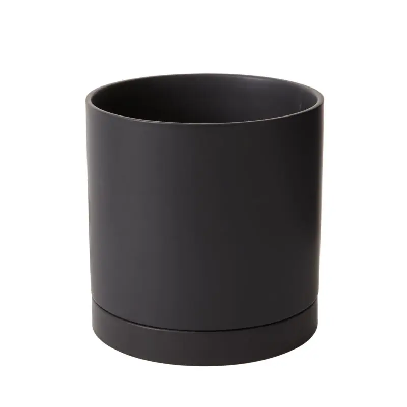Romey Pot with Saucer 10"x 10" Black