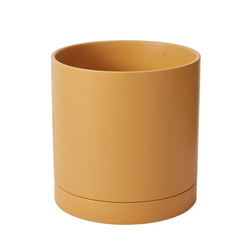 Romey Pot with Saucer 10"x 10" Ochre