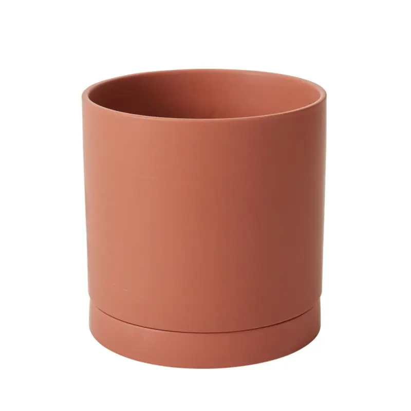 Romey Pot with Saucer 10"x 10" Terracotta
