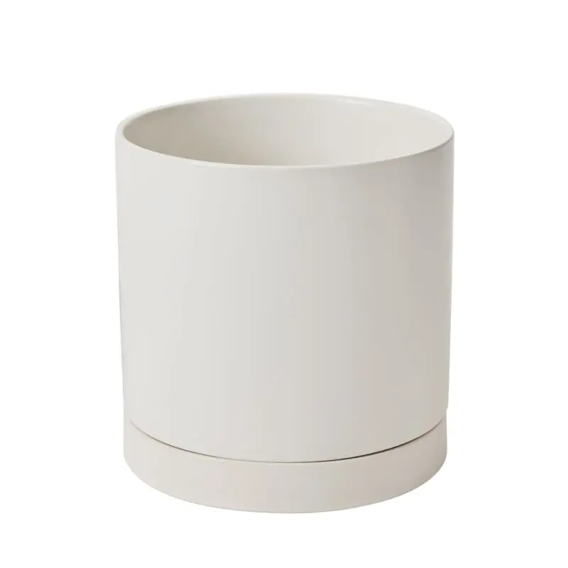 Romey Pot with Saucer 10"x 10" White