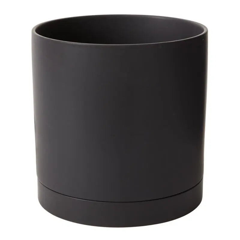 Romey Pot with Saucer 12"x 12" Black