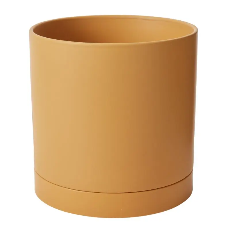 Romey Pot with Saucer 12"x 12" Ochre